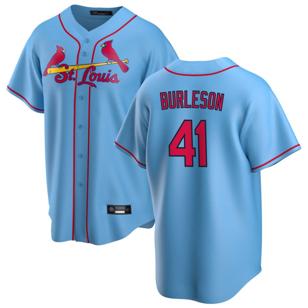 Elroe St. Louis Cardinals #41 Alec Burlesona Player Light Blue Home Game Stitched Jerseys
