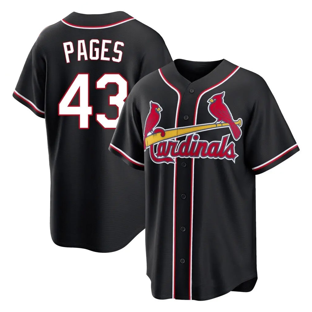 Elroe St. Louis Cardinals #43 Pedro Pages Player Black Carbon Fashio Game Stitched Jerseys