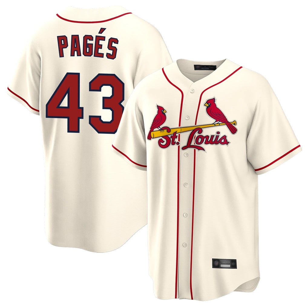 Elroe St. Louis Cardinals #43 Pedro Pages Player Cream Home Game Stitched Jerseys