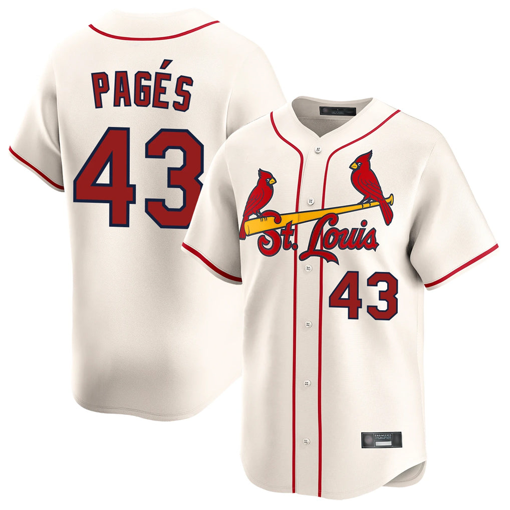 Elroe St. Louis Cardinals #43 Pedro Pages Player Cream Home Limited Stitched Jerseys