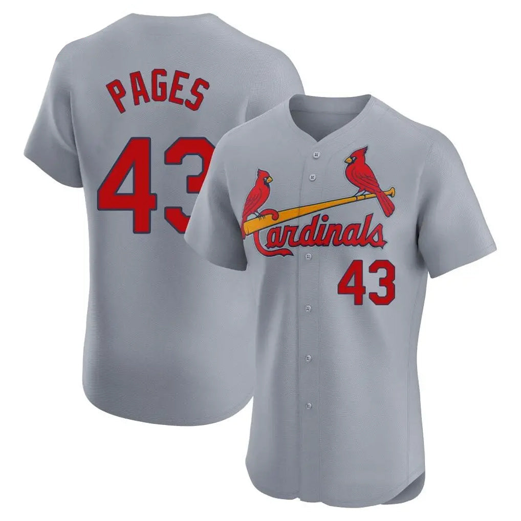 Elroe St. Louis Cardinals #43 Pedro Pages Player Gray Home Limited Elite Stitched Jerseys