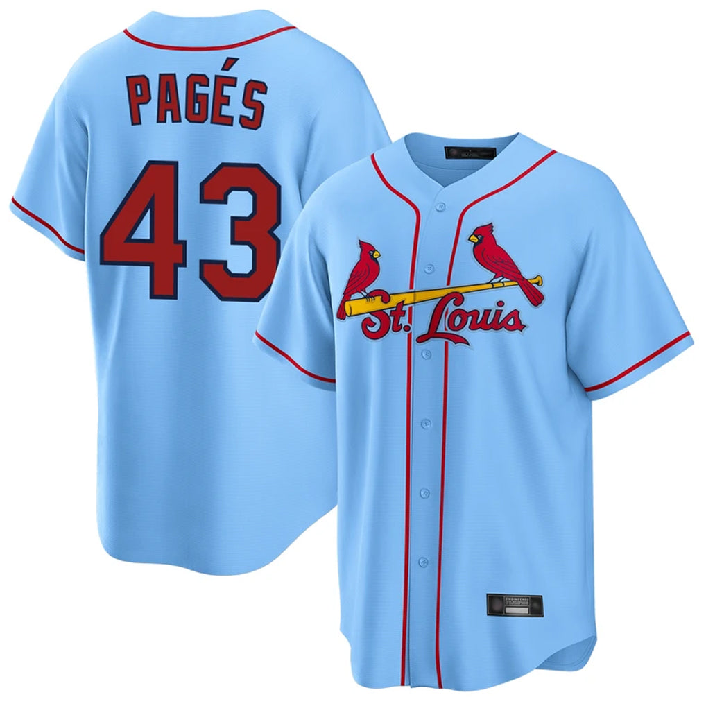 Elroe St. Louis Cardinals #43 Pedro Pages Player Light Blue Home Game Stitched Jerseys