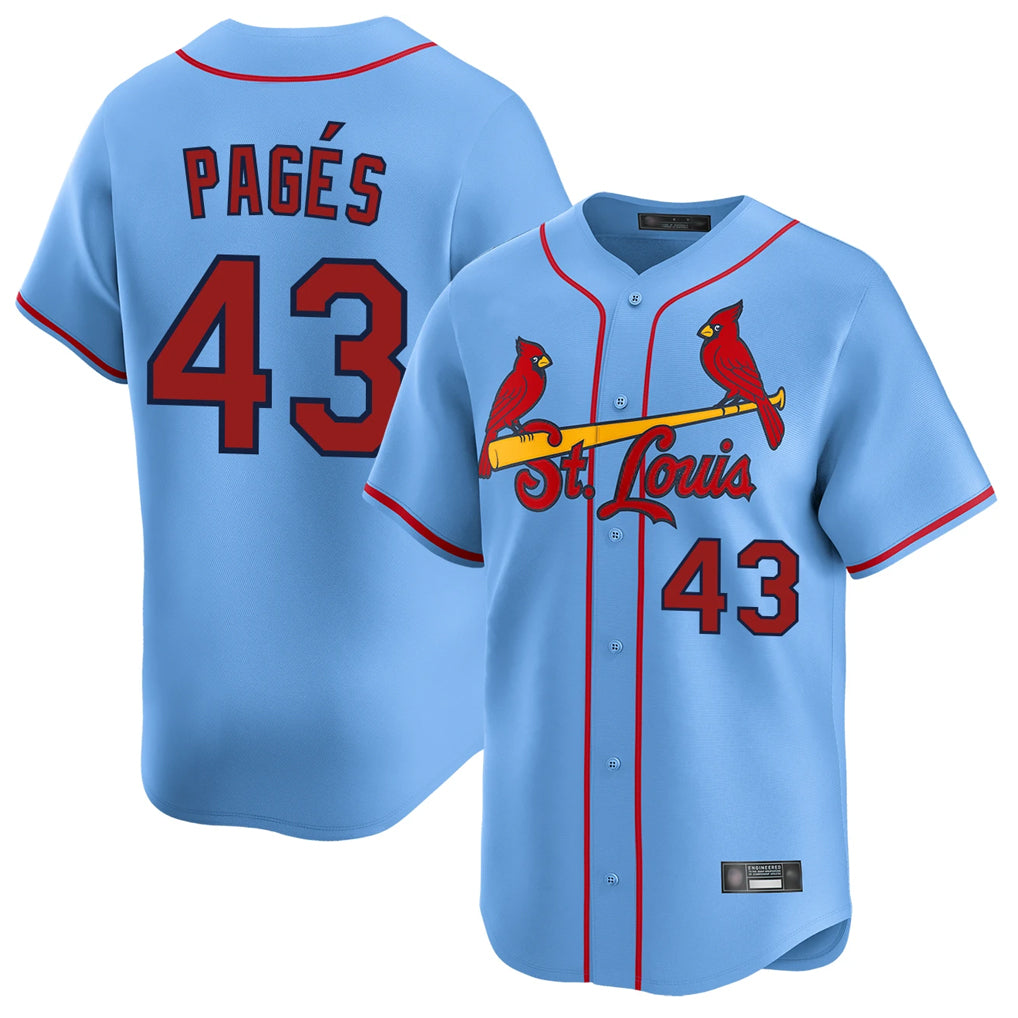 Elroe St. Louis Cardinals #43 Pedro Pages Player Light Blue Home Limited Stitched Jerseys