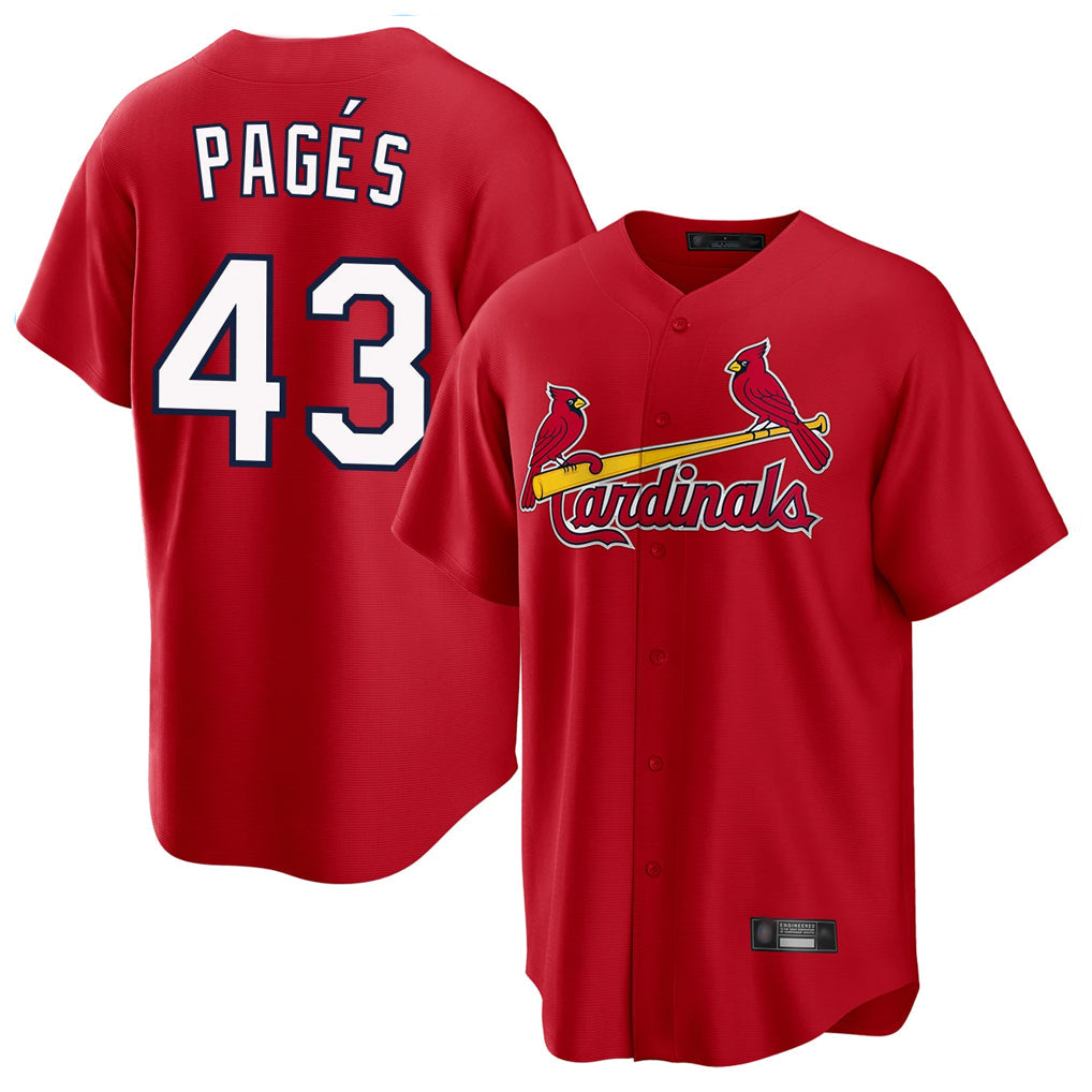 Elroe St. Louis Cardinals #43 Pedro Pages Player Red Home Game Stitched Jerseys
