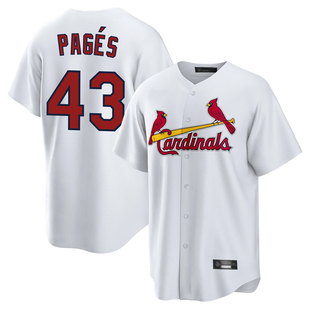 Elroe St. Louis Cardinals #43 Pedro Pages Player White Home Game Stitched Jerseys