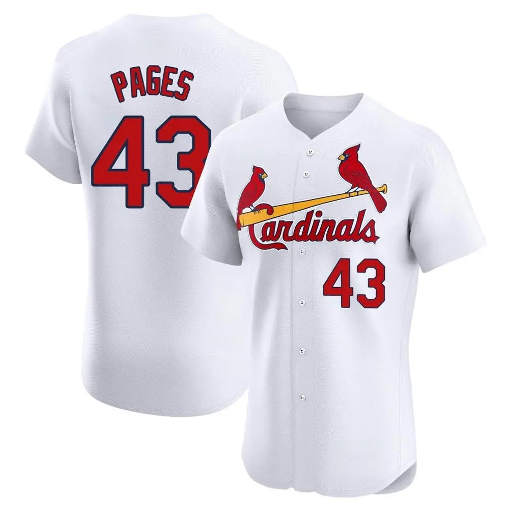 Elroe St. Louis Cardinals #43 Pedro Pages Player White Home Limited Elite Stitched Jerseys