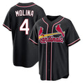 Elroe St. Louis Cardinals #4 Yadier Molina Player Black Carbon Fashio Game Stitched Jerseys