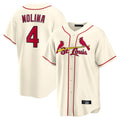 Elroe St. Louis Cardinals #4 Yadier Molina Player Cream Home Game Stitched Jerseys