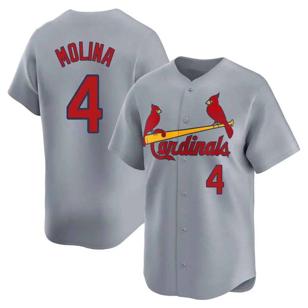 Elroe St. Louis Cardinals #4 Yadier Molina Player Gray Home Limited Stitched Jerseys