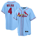 Elroe St. Louis Cardinals #4 Yadier Molina Player Light Blue Home Game Stitched Jerseys