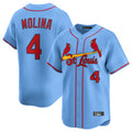 Elroe St. Louis Cardinals #4 Yadier Molina Player Light Blue Home Limited Stitched Jerseys