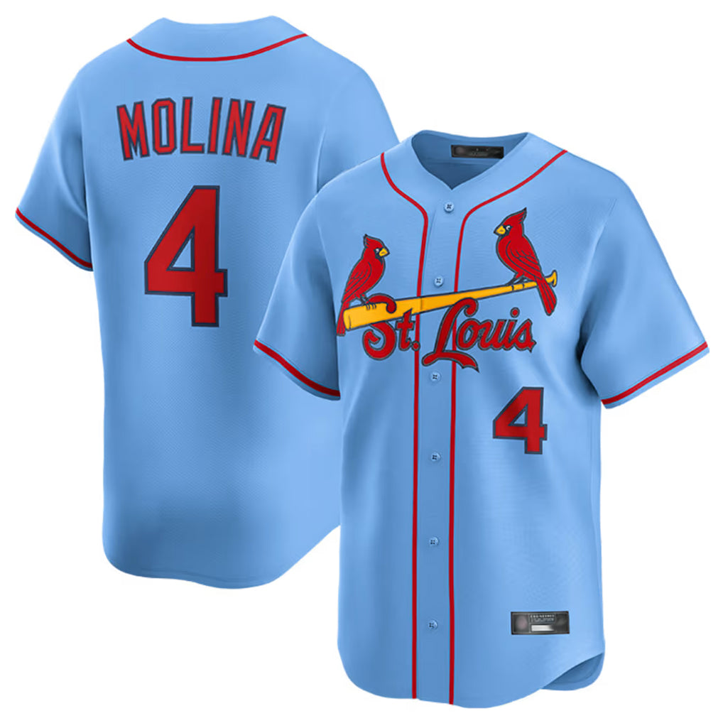 Elroe St. Louis Cardinals #4 Yadier Molina Player Light Blue Home Limited Stitched Jerseys