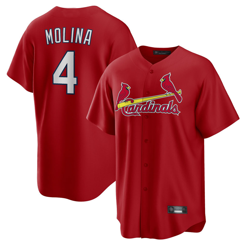 Elroe St. Louis Cardinals #4 Yadier Molina Player Red Home Game Stitched Jerseys