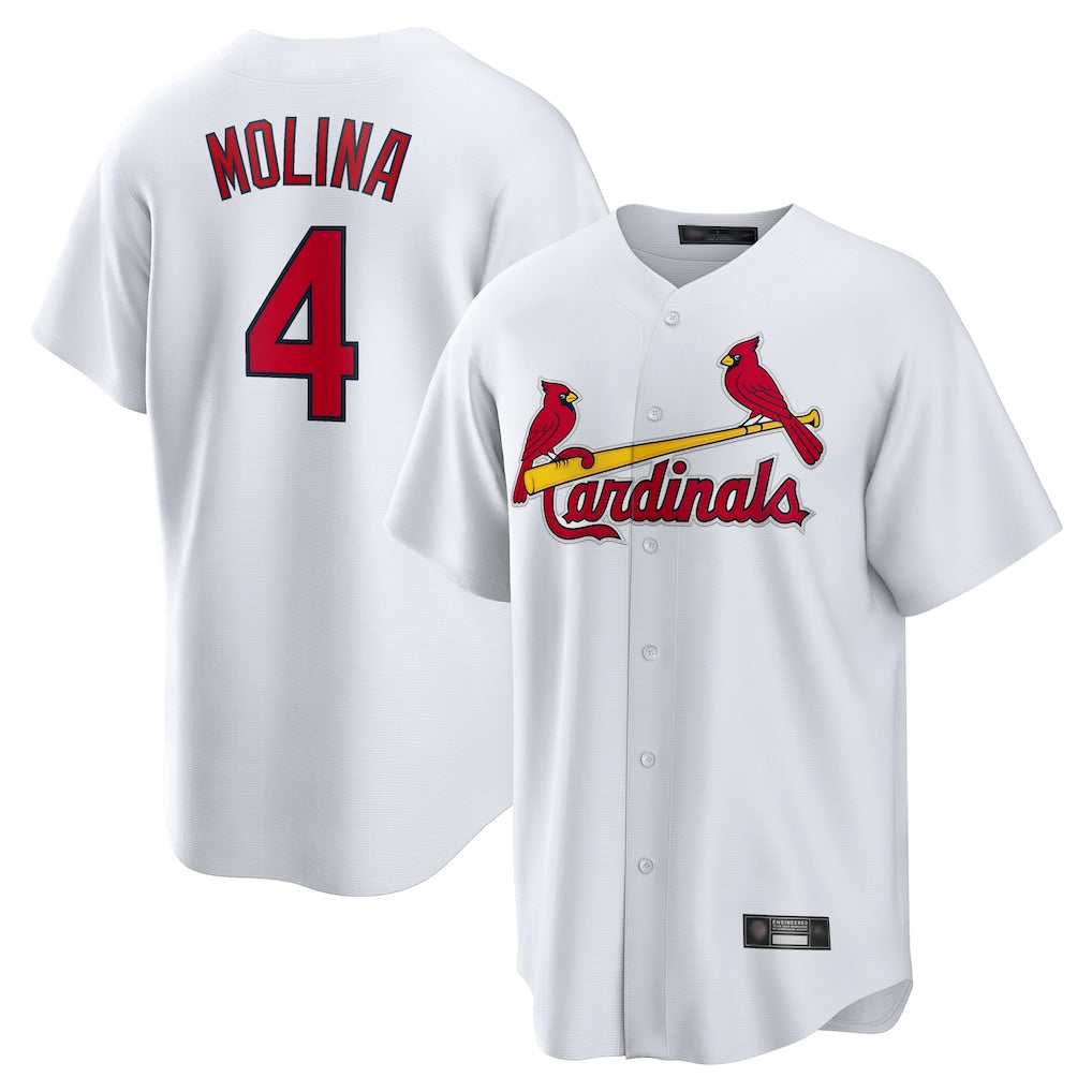 Elroe St. Louis Cardinals #4 Yadier Molina Player White Home Game Stitched Jerseys