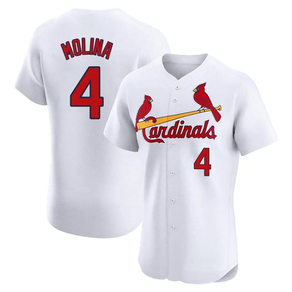 Elroe St. Louis Cardinals #4 Yadier Molina Player White Home Limited Elite Stitched Jerseys
