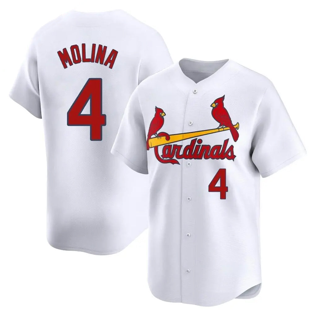 Elroe St. Louis Cardinals #4 Yadier Molina Player White Home Limited Stitched Jerseys
