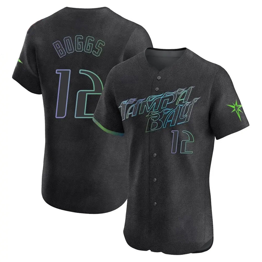 Elroe TB.Rays #12 Wade Boggs Player Black City Connect Home Limited Elite Stitched Jerseys