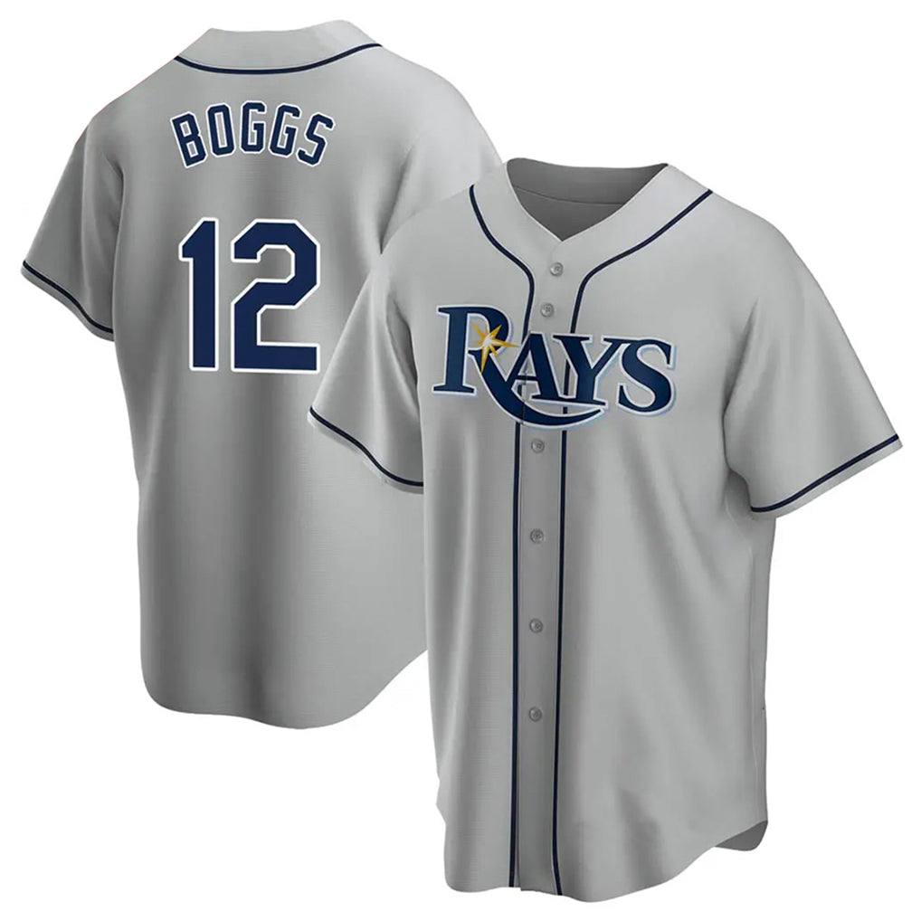 Elroe TB.Rays #12 Wade Boggs Player Gray Home Game Stitched Jerseys