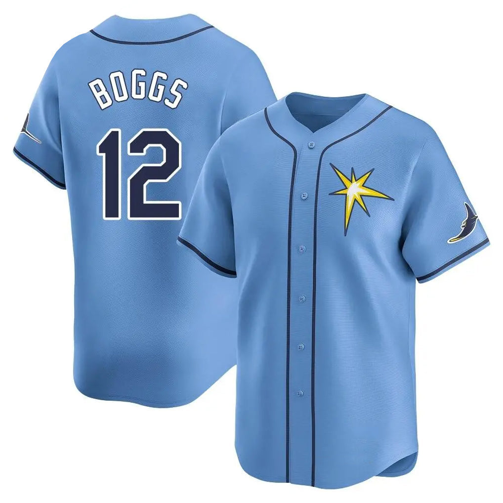 Elroe TB.Rays #12 Wade Boggs Player Light Blue Home Limited Stitched Jerseys