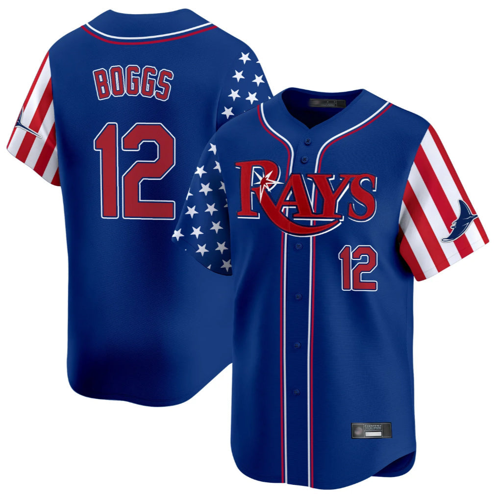 Elroe TB.Rays #12 Wade Boggs Player Royal 2025 Independence Day Vapor Premier Limited Stitched Jerseys