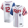 Elroe TB.Rays #12 Wade Boggs Player White 2025 Independence Day Vapor Premier Limited Stitched Jerseys