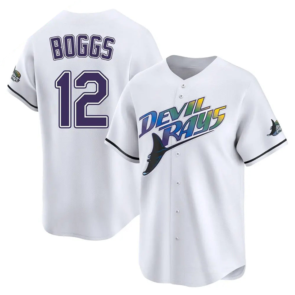 Elroe TB.Rays #12 Wade Boggs Player White City Connect Home Stitched Jerseys
