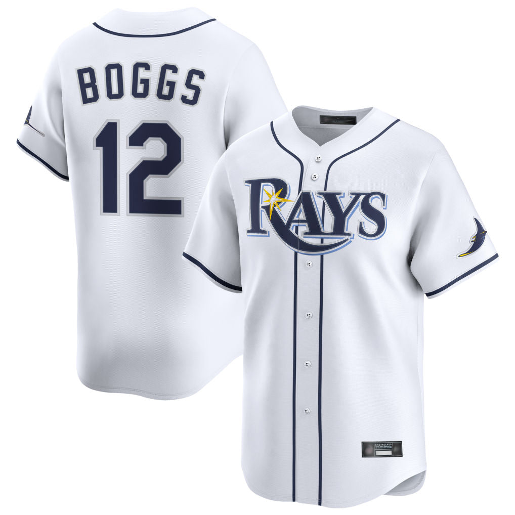Elroe TB.Rays #12 Wade Boggs Player White Home Limited Stitched Jerseys