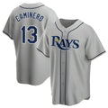 Elroe TB.Rays #13 Junior Caminero Player Gray Home Game Stitched Jerseys