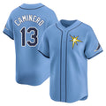 Elroe TB.Rays #13 Junior Caminero Player Light Blue Home Limited Stitched Jerseys