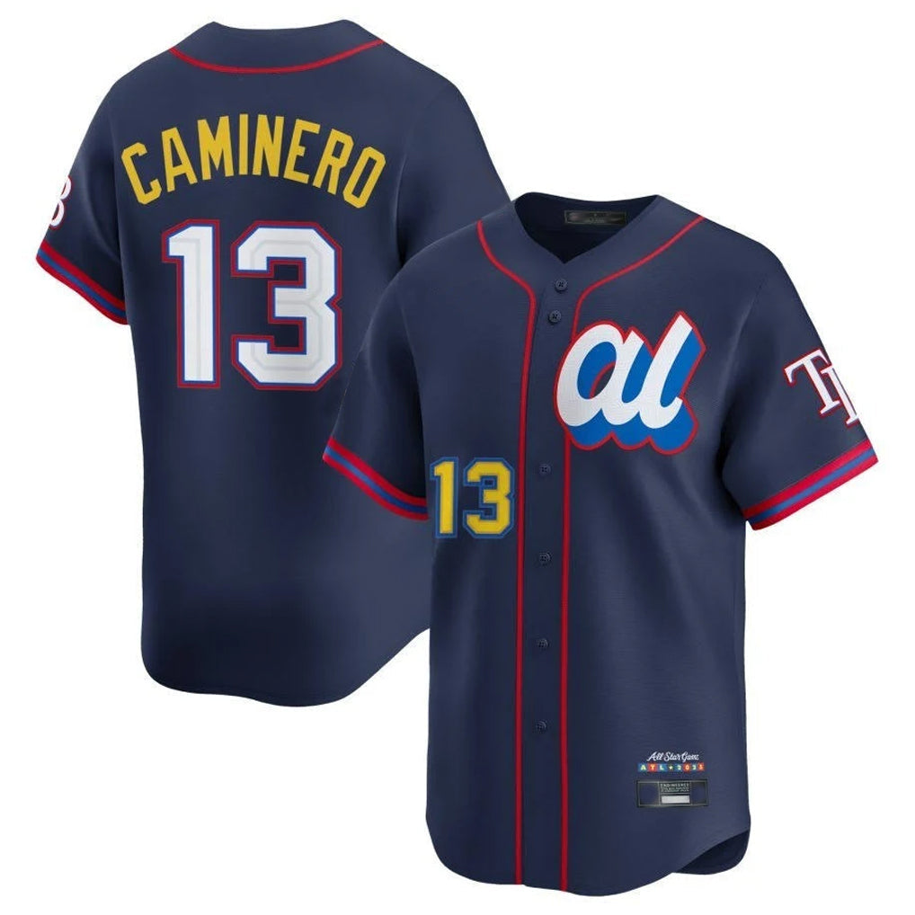 Elroe TB.Rays #13 Junior Caminero Player Navy All-star Limited Stitched Jersey