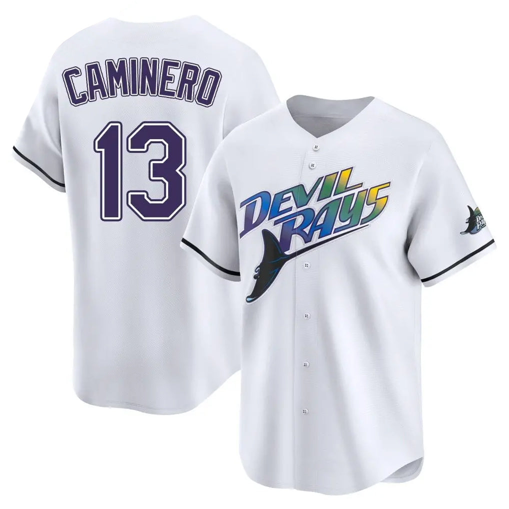 Elroe TB.Rays #13 Junior Caminero Player White City Connect Home Stitched Jerseys