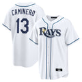 Elroe TB.Rays #13 Junior Caminero Player White Home Game Stitched Jerseys