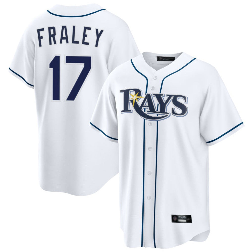 Elroe TB.Rays #17 Jake Fraley Player White Home Game Stitched Jerseys