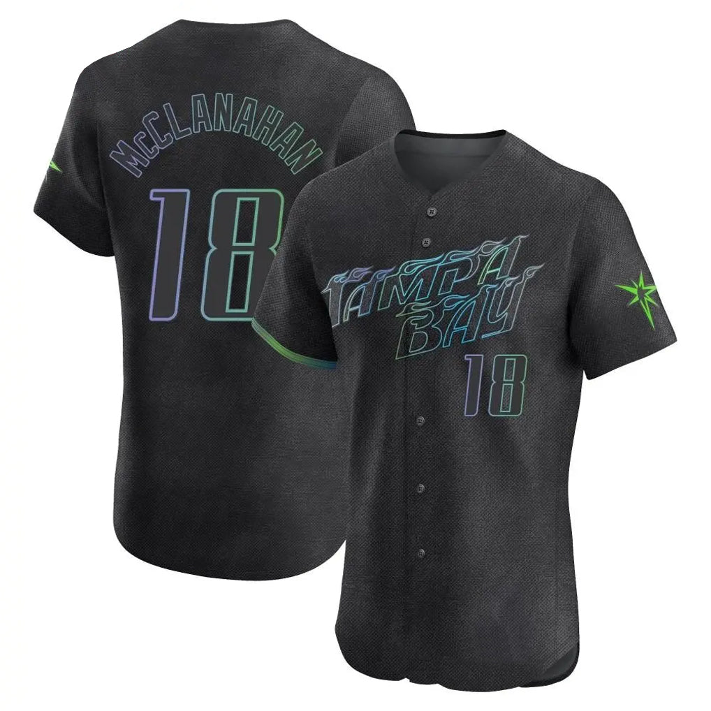 Elroe TB.Rays #18 Shane McClanahan Player Black City Connect Home Limited Elite Stitched Jerseys