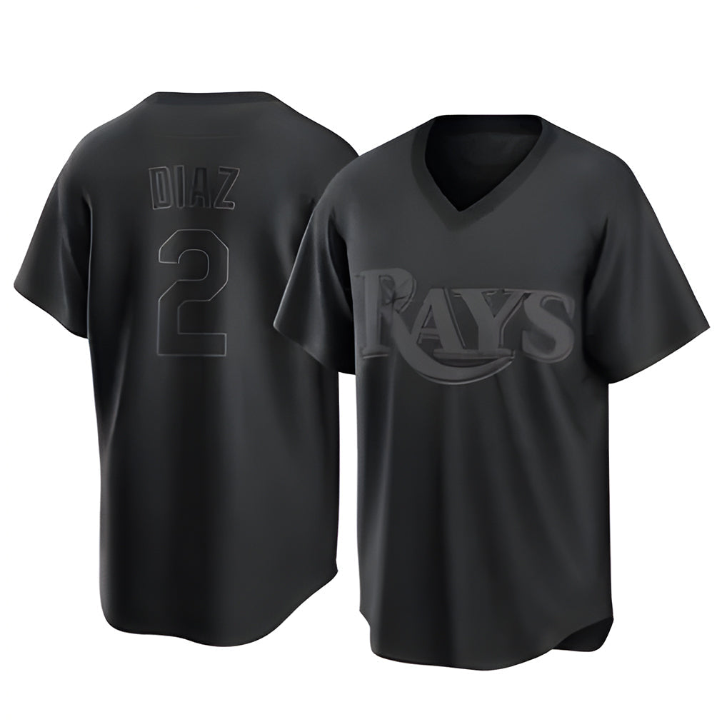 Elroe TB.Rays #2 Yandy Diaz Player Black Home Game Stitched Jerseys