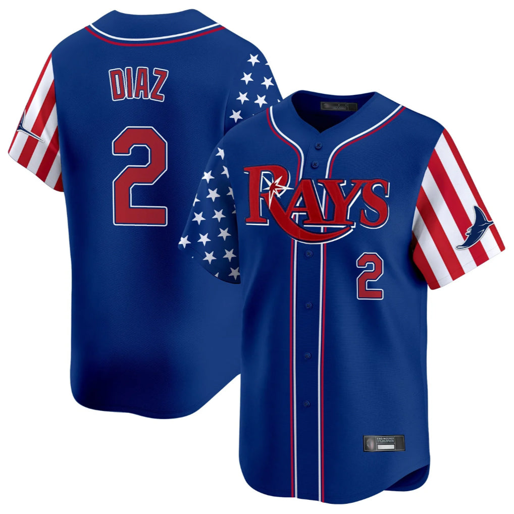 Elroe TB.Rays #2 Yandy Diaz Player Royal 2025 Independence Day Vapor Premier Limited Stitched Jerseys