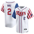 Elroe TB.Rays #2 Yandy Diaz Player White 2025 Independence Day Vapor Premier Limited Stitched Jerseys