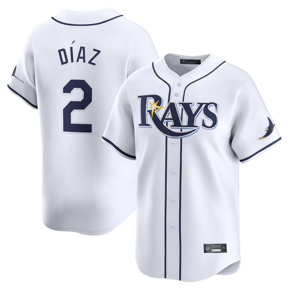 Elroe TB.Rays #2 Yandy Diaz Player White Home Limited Stitched Jerseys