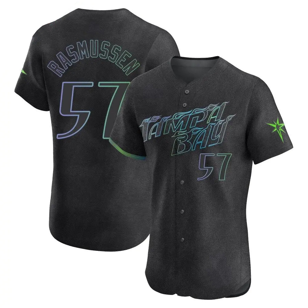 Elroe TB.Rays #57 Drew Rasmussen Player Black City Connect Home Limited Elite Stitched Jerseys