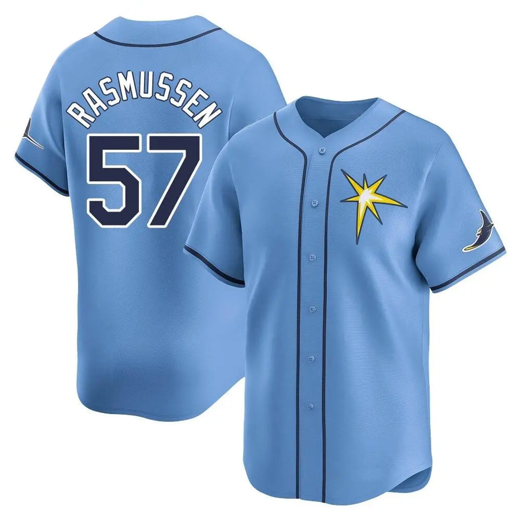 Elroe TB.Rays #57 Drew Rasmussen Player Light Blue Home Limited Stitched Jerseys