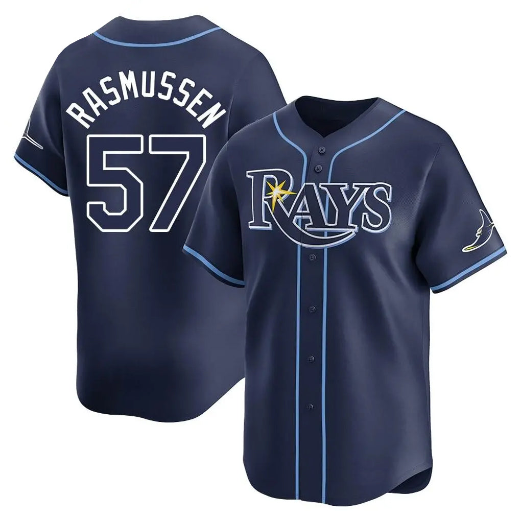 Elroe TB.Rays #57 Drew Rasmussen Player Navy Home Limited Stitched Jerseys