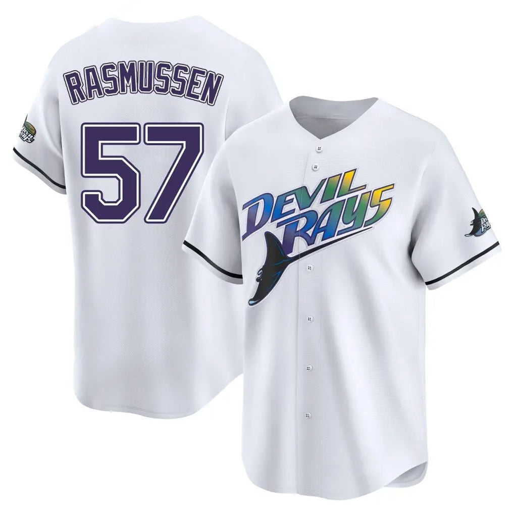 Elroe TB.Rays #57 Drew Rasmussen Player White City Connect Home Stitched Jerseys