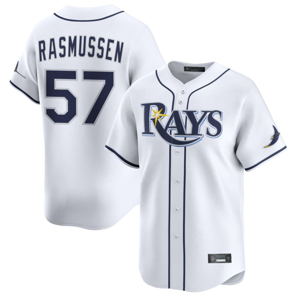 Elroe TB.Rays #57 Drew Rasmussen Player White Home Limited Stitched Jerseys