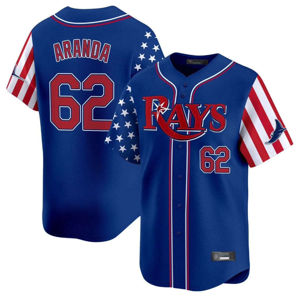 Elroe TB.Rays #62 Jonathan Aranda Player Royal 2025 Independence Day Vapor Premier Limited Stitched Jerseys