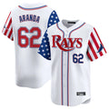 Elroe TB.Rays #62 Jonathan Aranda Player White 2025 Independence Day Vapor Premier Limited Stitched Jerseys