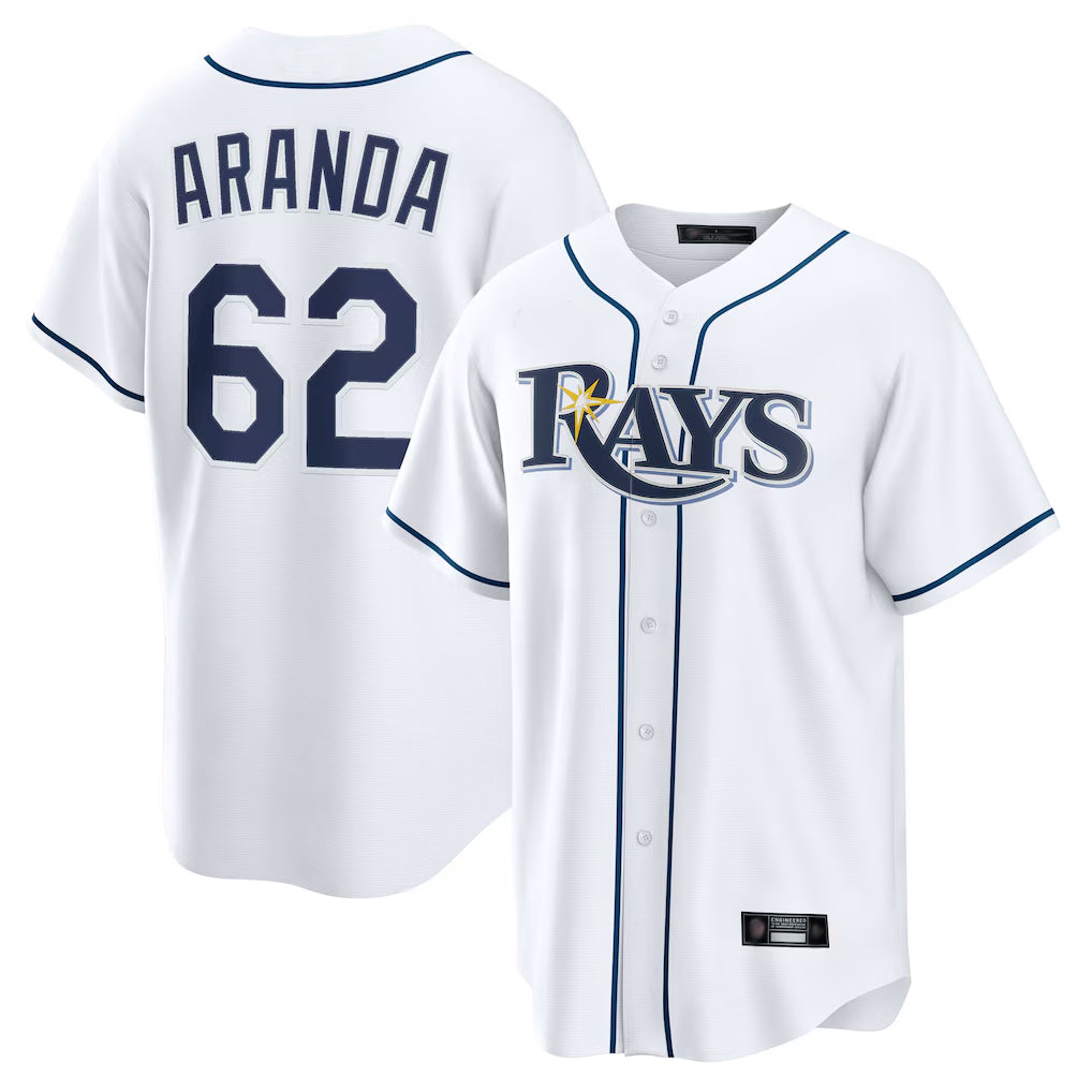 Elroe TB.Rays #62 Jonathan Aranda Player White Home Game Stitched Jerseys