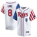 Elroe TB.Rays TB.Rays #8 Brandon Lowe Player White 2025 Independence Day Vapor Premier Limited Stitched Jerseys