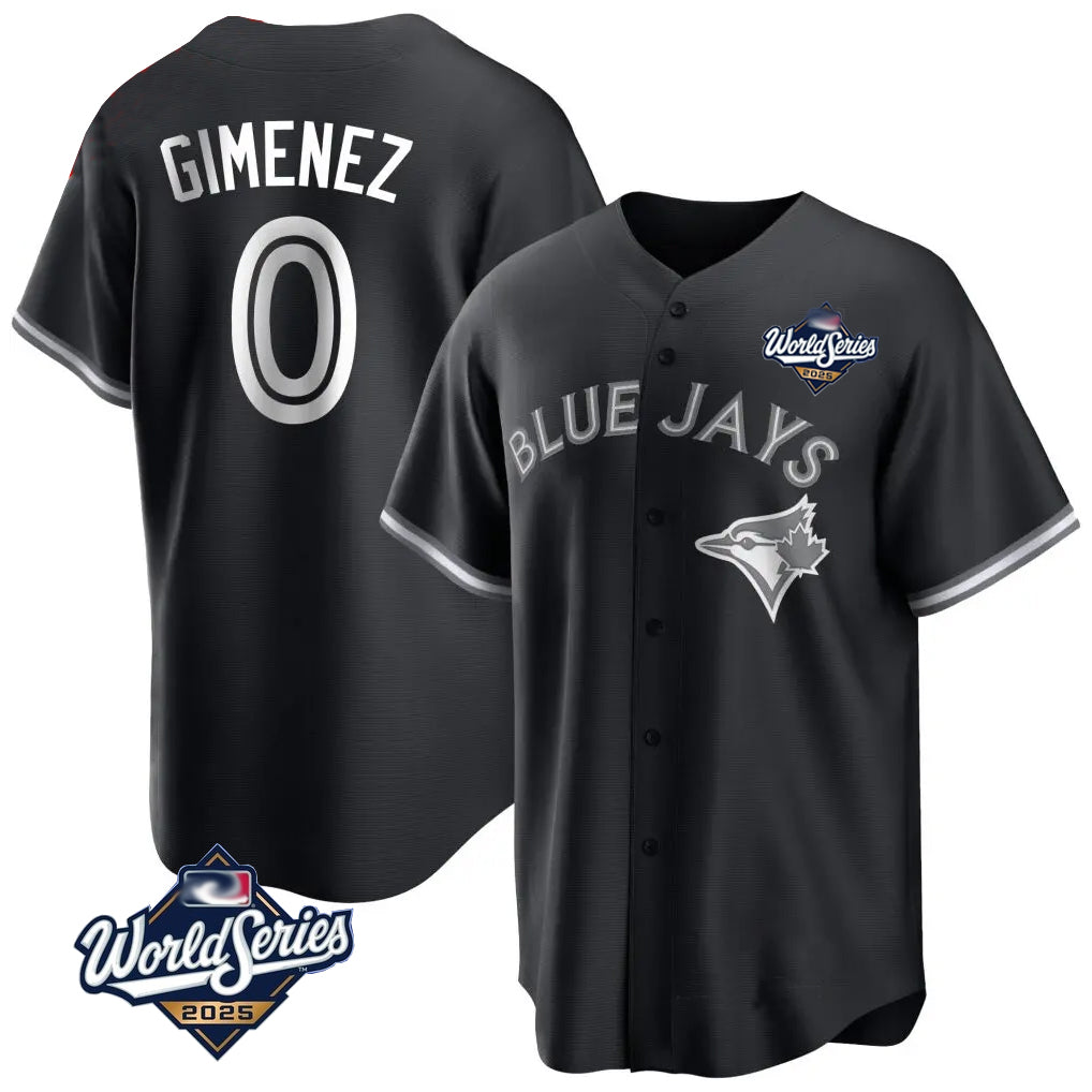 Elroe T.Blue Jays #0 Andres Gimenez Player Black 2025 World Series Game Stitched Jerseys