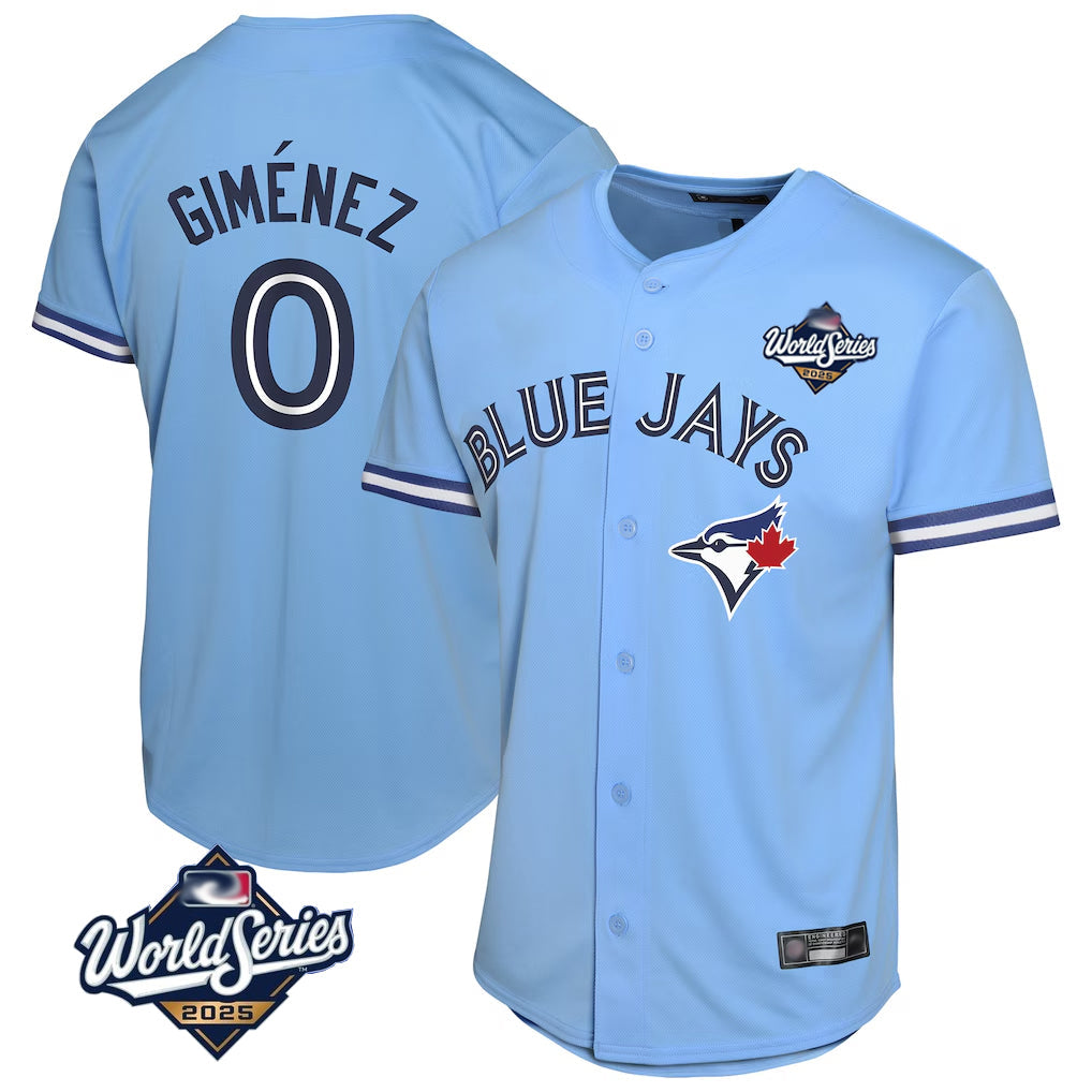 Elroe T.Blue Jays #0 Andres Gimenez Player Blue 2025 World Series Game Stitched Jerseys