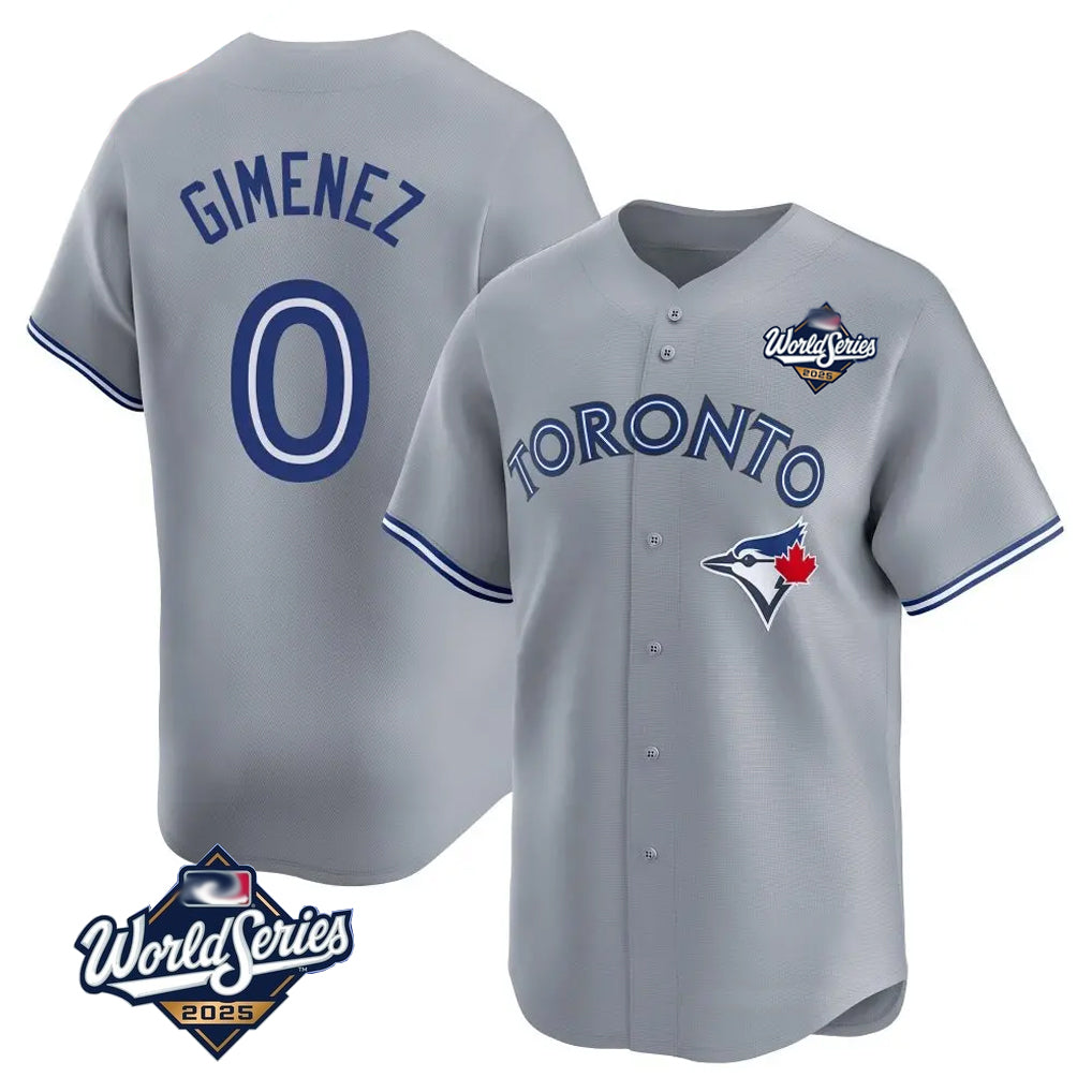 Elroe T.Blue Jays #0 Andres Gimenez Player Gray 2025 World Series Game Stitched Jerseys